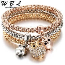 WBL Fashion Jewelry Rhinestones Bracelets & Bangles Gold Color Crystal Chain Bracelet  With Pendants 3pcs/set For Women 2024 - buy cheap