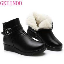 GKTINOO Leather Middle-aged Mother Warm Shoes Woman Ankle Boots Snow Boots Flat Non-slip Soft Bottom Comfortable Women Boots 2024 - buy cheap