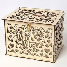 DIY свадебная открытка коробка монета сохранить деньги коробка деревянная Свадебная коробка для конвертов подарок Коробки для День рождения Юбилей для детского праздника декор 2024 - купить недорого