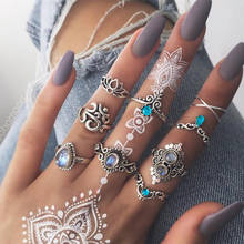 Boho Knuckle Rings Heart shaped Hollow Geometric Rings Set For Women Fashion Multicolor Crystal Joint Ring Female Jewelry 2024 - buy cheap