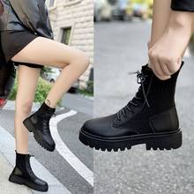 2021 New Autumn Boots Women Shoes Woman Boots Fashion Round PU Ankle Boots  Winter Elastic Black Boots Comfortable Boots 2024 - buy cheap