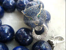 FREE SHIPPING 11.25 lapis lazuli 20mm blue leopard clasp necklace 18inch 2024 - buy cheap