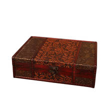 Caja de almacenamiento Retro Para decoración del hogar, almacenamiento de libros de escritorio creativo plano, caja de madera Vintage 2024 - compra barato