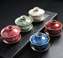170ml Gaiwan Ceramic Pigmented Tea Bowl Saucer Lid Set Master Cup Tea Tureen Container Tieguanyin Holder Teaware Drinkware Gifts 2024 - buy cheap