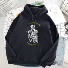 Punk style women's hoodie skull long sleeve casual top goth skeleton dark black 2021 loose ulzzang fashion women's sweatshirt 2024 - buy cheap