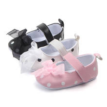Туфли принцессы в горошек, с бантом, на липучке, для новорожденных, От 0 до 1 года 2024 - купить недорого