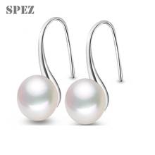 Pendientes de perlas naturales de agua dulce para mujer, aretes de Plata de Ley 925 de 8-9mm, regalo de joyería 2024 - compra barato