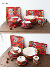 Nlslasi conjunto de louça personalizada de cerâmica, pintada à mão, conjunto de prato, casamento, bife criativo, prato ocidental 2024 - compre barato