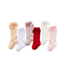 1Pair Infant Baby Girls Solid Cotton Mesh Leg Warmer Socks Bow Knot Cute Soft Knee High Baby Toddler Children Girl Socks  0-3Y 2024 - buy cheap