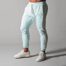 Side Striped Pants Men Running Sweatpants Bodybuilding Track Pants Gym Fitness Training Sport Trousers Male Cotton Skinny Pants 2024 - buy cheap
