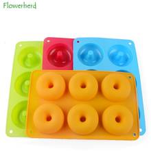 Forma de silicone para bolo, molde grande 6 buracos rosquinha de cor combinando com as cores do macaron redonda massa bolo ferramentas de cozimento 2024 - compre barato