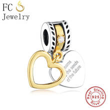 FC Jewelry Fit Original Brand Charms Bracelet 925 Silver Gold Color Double Heart Letter Beads Pendant for Making Berloque 2018 2024 - buy cheap