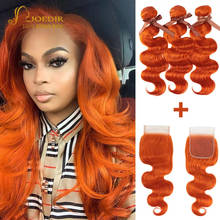 Joedir Body Wave Bundles With Closure Blonde Orange Remy Hair 3 4 Bundles With Closure Brazilian Hair Weave Bundles Fast USA 2024 - buy cheap