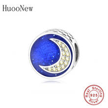 HuooNew Fit Original Brand Charm Bracelet 925 Sterling Silver European Blue Lampwork Moon Zirconia Beads For Making Berloque 2024 - buy cheap