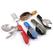 Multi-function Outdoor Camping Picnic Tableware Stainless Steel Cutlery 4 In 1 Folding Fork Knife Bottle Opener Kitchen Tool 2024 - buy cheap
