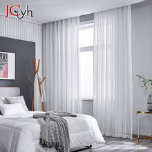 Jcyh cortinas brancas transparentes, cortinas para sala de estar moderna quarto tule na janela do quarto folhas decoração de casa 2024 - compre barato