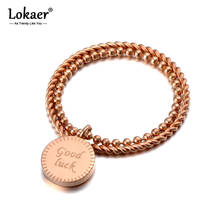 Lokaer Trendy Stainless Steel Good Luck Rings For Women Girls Bohemia Style Rose Gold Double Circle Charm Ring Jewelry R19127 2024 - buy cheap