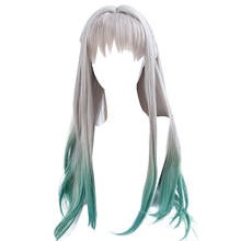 Anime Toilet-bound hanako-kun Yahiro Nene-Peluca de pelo sintético resistente al calor, pelo largo de color gris a verde, degradado, Cos 2024 - compra barato