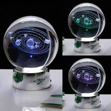 Bola del Sistema Solar grabada con láser, modelo de planetas en miniatura 3D, esfera de cristal, adorno, decoración del hogar, regalo para astrofhile, 6CM 2024 - compra barato