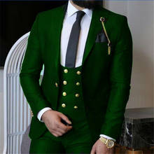 Groomsmen Green/Black/Dark Red/Royal Blue Groom Tuxedos Peak Lapel Men Suits Wedding Best Man ( Jacket+Pants+Vest+Tie ) C850 2024 - buy cheap