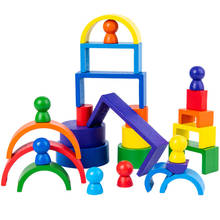 Brinquedo de arco-íris em madeira para crianças, arco criativo, combinação quadrada, blocos de equilíbrio de empilhar, brinquedo educacional infantil montessori 2024 - compre barato