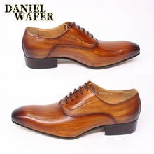 LUXURY MEN'S OXFORD SHOES GENUINE LEATHER HANDMADE BLACK BROWN PRINTS LACE UP POINTED TOE WEDDING OFFICE FORMAL DRESS MEN SHOES 2024 - buy cheap