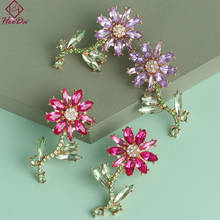 2020 coreano conjunto gracioso flores brincos de pino trado mulheres cristal gracioso roxo brincos garotas doces joias decoração da moda 2024 - compre barato