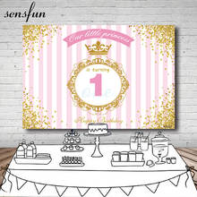 Sensfun розовый принцесса день рождения Декорации для девочек золотые блестящие точки Корона рамка фотографии фоны для фотостудии 2024 - купить недорого
