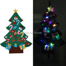 Regalos de Navidad para niños, decoraciones de árbol de Navidad de fieltro DIY, árbol de Navidad brillante para puerta de Año Nuevo, adornos colgantes de pared 2024 - compra barato