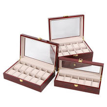 New Wood Watch Box Storage Red Watch Collection Box With Gold Lock Jewelry Organizer For Women 2024 - buy cheap