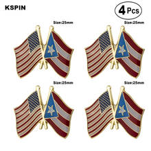 U.S.A. &  Puerto Rico Friendship Flag Pin Lapel Pin Badge  Brooch Icons 4pcs 2024 - buy cheap