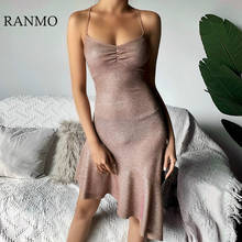 Женское платье на бретелях RANMO 2020, сексуальное эластичное женское платье с блестками, вечернее платье без бретелек, вечерние элегантные платья 2024 - купить недорого