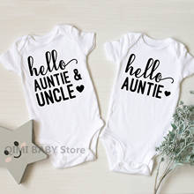 Body de algodón con estampado de letras de Hello Auntie Uncle para bebé, Pelele de manga corta, ropa de bebé 2024 - compra barato