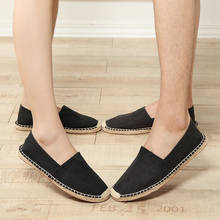 Sapatos de lona unissex com estilo loafer, calçado preto respirável para o verão, espadr 2024 - compre barato