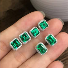 2021 New Arrival Hot Sale Simple Fashion Jewelry 925 Sterling Silver Emerlad Square Gemstones Women Wedding Stud Earring Gift 2024 - buy cheap