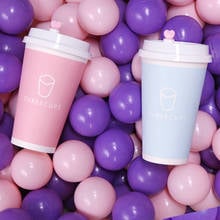 50pcs High quality disposable coffee paper cup with lid 400ml 500ml milk tea juice pink blue bithday wedding party drink cups 2024 - buy cheap