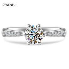 Anel de prata esterlina real s925 para mulheres, moissanite natural, prata fina 925, joias, anel de casamento feminino 2024 - compre barato
