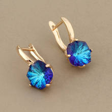 New Trend Korean Earrings Elegant Colorful Square Crystal Dangle Earrings  Gold Color Drop Earrings For Women jewelry 2020 2024 - buy cheap