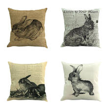 Happy Easter Pillow Case Rabbit Eggs Print Decorative Pillows For Sofa Seat Cushion Cover 45x45cm Easter Home Decor 2024 - buy cheap