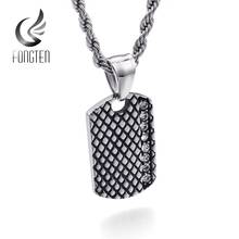 Fongten Name Plate Popular Pendant Necklace Zircon Stainless Steel Vintage Charm Shield Necklaces Men Jewelry 2024 - buy cheap