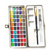 50 Colors Solid Watercolor Paint Pigment Set Portable Metal Box for Beginner Drawing Art Supplies 2024 - buy cheap