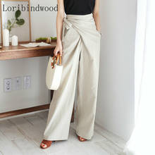 Spring Summer High Waist Lace-up Casual Flax Pants Women Soft Female Wide Leg Pants Loose Solid Trousers femme 2020 2024 - buy cheap