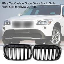 2Pcs Car Carbon Grain Gloss Black Grille Front Grill 51117383363/51117383364 for BMW X1 F48 Car Accessories 2024 - buy cheap