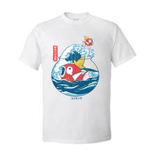 Camisetas de gran acuario para hombre, camisa de manga corta con cuello redondo de algodón puro, Koi, Goldfish, gran ola, Verano 2024 - compra barato