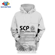 SONSPEE 3D принт Scp основа Толстовка для мужчин и женщин Повседневное забавное пальто уличная хип хоп Harajuku пуловер ужас Толстовка 2024 - купить недорого