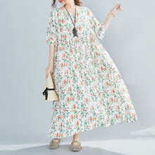 Vestido largo de primavera-verano estilo Prairie para mujer, vestido elegante informal con estampado Floral, ramio suave, Estilo Vintage 2024 - compra barato