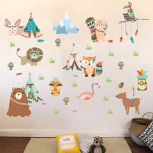 Forest Animals Lion Monkey Rabbit Owl Bird Height Measure Wall Sticker For Kids Rooms Poster Children Bedroom Decor Decal 2024 - buy cheap