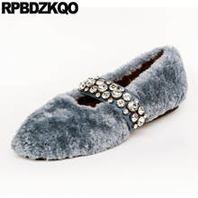 Crystal Casual Diamond Blue Fur Winter Ladies Women Round Toe 2021 Chinese Slip On Shallow Designer Shoes China Rhinestone Flats 2024 - buy cheap