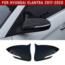 Pcmos 2 pçs/set abs estilo de fibra de carbono espelhos retrovisores capa guarnição para hyundai elantra 2017-2020 exterior peças adesivos preto 2024 - compre barato