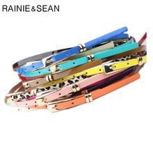 RAINIE SEAN Leather Thin Belt For Women Ladies Narrow Thin Dress Belt Female Pin Buckle Yellow Blue Orange Red Pink Waist Belt 2024 - buy cheap